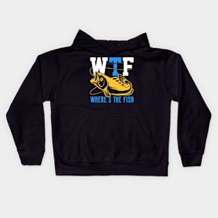 wheres the fish Funny Fishing Fisherman Kids Hoodie